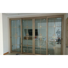 Double Tempered Carved Glass Aluminium Sliding Door for Living Room